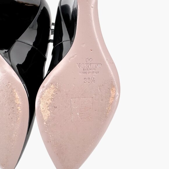 Valentino Garavani Ringstud Wedge Pumps Size 38.5 US 8.5 Pointed Black Patent - Picture 13 of 15